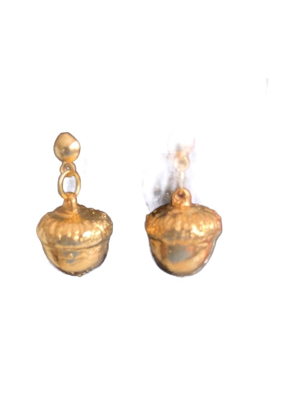 Vintage Gold Tone Acorn Drop Earrings 12k gold filled 3D
